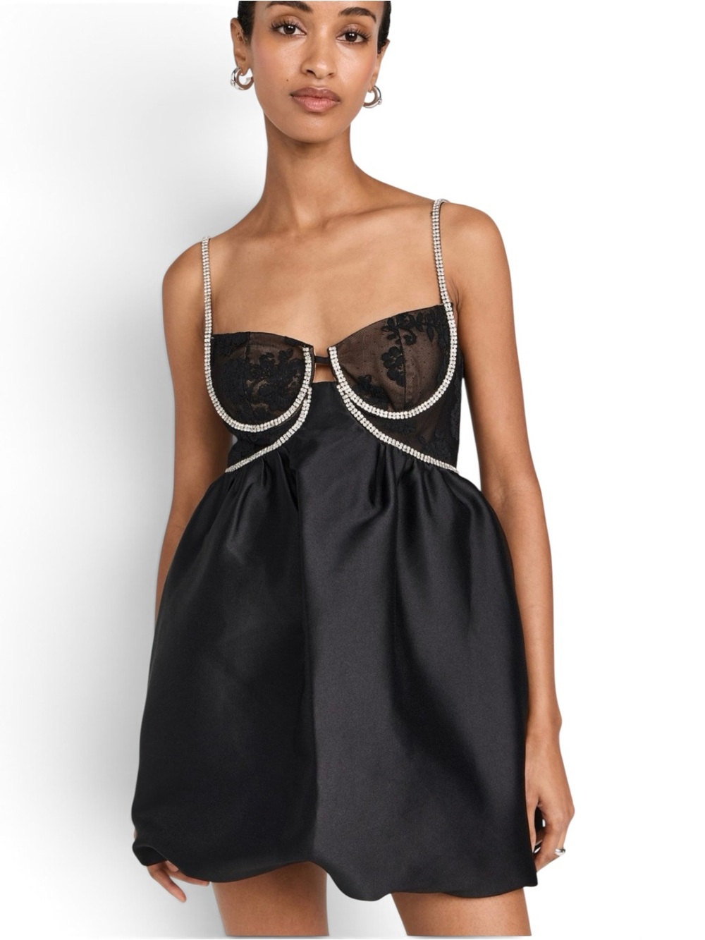 Self-Portrait Diamanté Taffeta and Lace Bustier Mini Dress Size 8 NWT $495